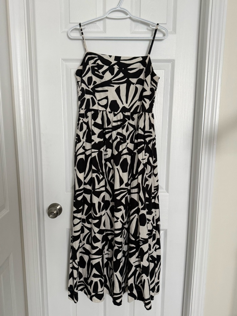 Rachel Zoe Black & White 100% Linen Maxi Dress with Spaghetti Straps Size L